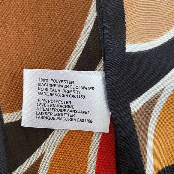 2/$20 👒 Vintage Oldstock Sheer Scarf with Red, Black, Orange Abstract Pattern - Picture 8 of 8